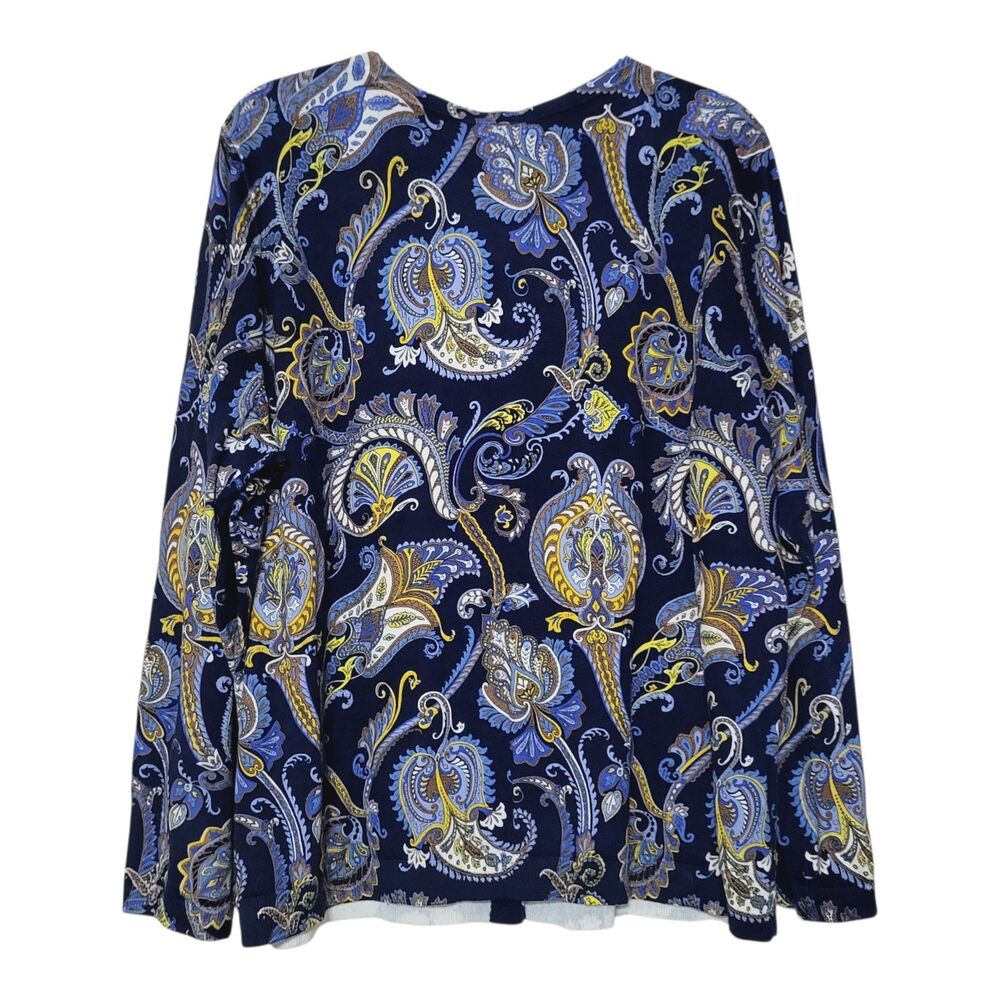 Talbots Paisley Cardigan Sweater 3X Plus Petite NEW - The Talbots Classics Blue - Picture 8 of 9